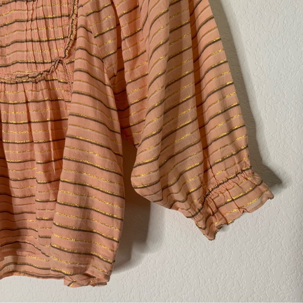 Apiece apart Womens Cala bib orange cotton Long sleeve blouse 6 - Picture 3 of 8